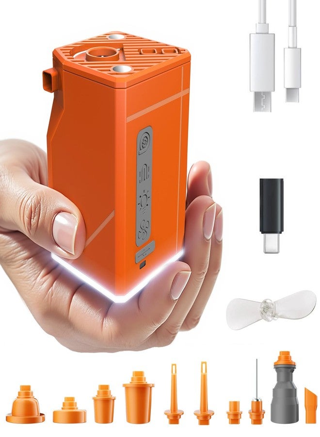 3T6B Mini Air Pump for Inflatables, Portable Air Pump with Wind Fan & Camping Light, Type-C Rechargeable Pump for Pool Floats,Swimming Rings, Sleeping Pads, Soccer & Basketball - Image 1